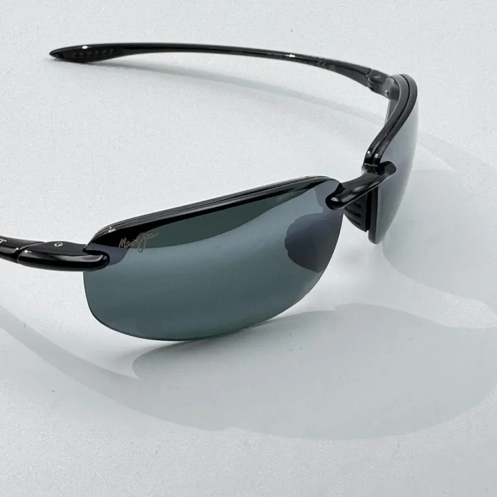 Maui Jim Sunglasses Ho'okipa MP MJ0407 001 Black Wrap Frame Gray Polarized Lens